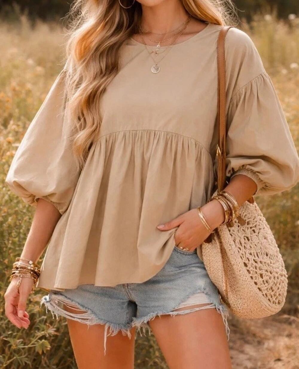 Tuckernuck Pomander Place Camilla Blouse Khaki Size Small